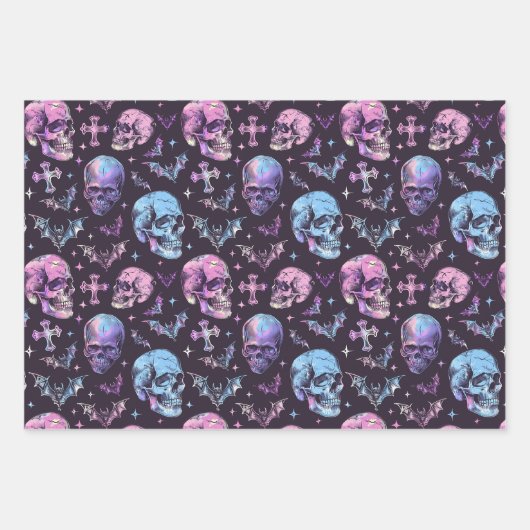 Halloween Gothic Lila Wonder Geschenkpapier Set (Vorderseite 3)