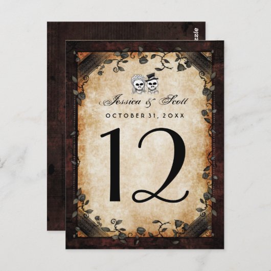 Halloween-Gothic-Matching-Tischnummer-Karten Postkarte (Vorne/Hinten)