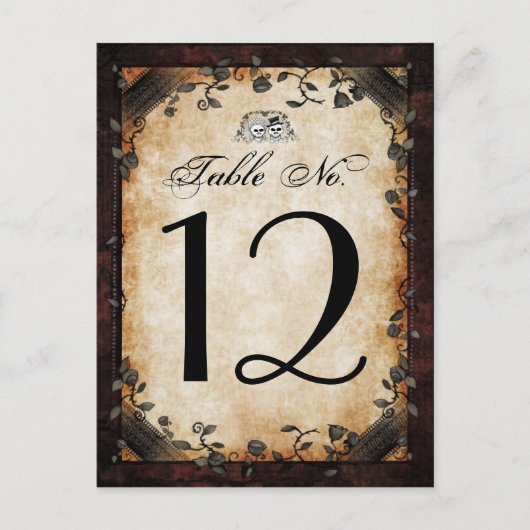 Halloween-Gothic-Matching-Tischnummer-Karten Postkarte (Vorderseite)
