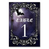 Halloween-Gothic mit Fledermäusen und Vollmond Tischnummer (Vorderseite)