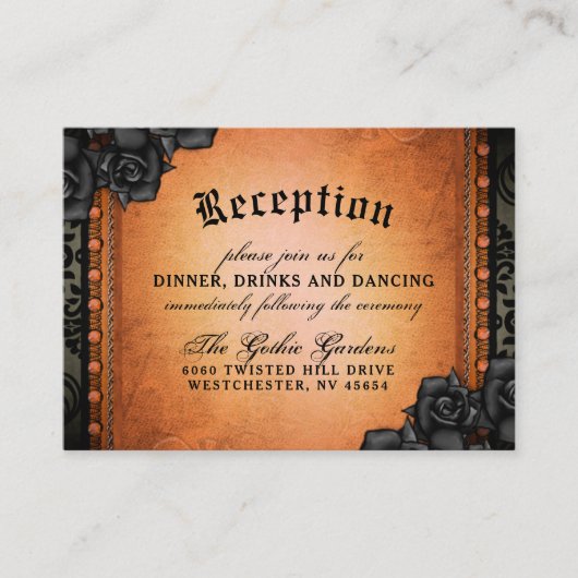 Halloween Gothic Orange Black 3,5 x 2,5 Empfang Begleitkarte (Vorderseite)