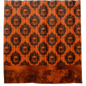 Halloween Gothic | Orangefarbene und schwarze Schä Duschvorhang (Vorderseite)