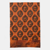Halloween Gothic | Orangefarbene und schwarze Schä Geschirrtuch (Vertikal)