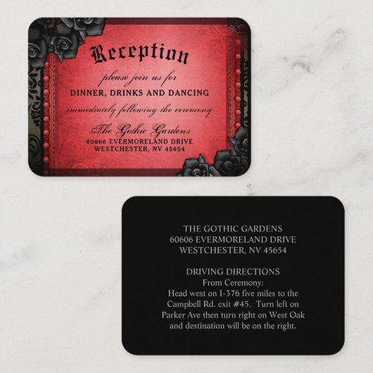 Halloween Gothic Red Black 3.5 x 2.5 Empfang Enc Begleitkarte (Vorne/Hinten)