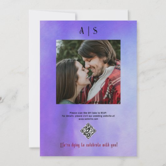 Halloween Gothic Script & Rose Cloud Nine Wedding Einladung (Rückseite)