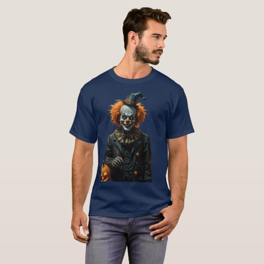 Halloween Gothic Skeleton Clown mit Jack-O-Lanter T-Shirt (Vorne ganz)