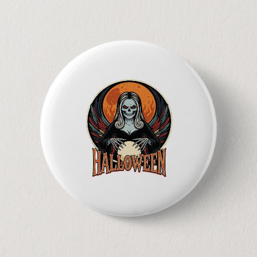 Halloween Gothic Skelett Wahrsager Vektor Ar Button (Vorderseite)