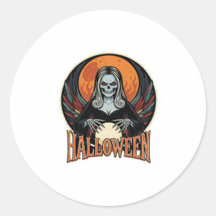 Halloween Gothic Skelett Wahrsager Vektor Ar Runder Aufkleber