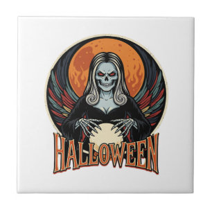 Halloween Gothic Skelett Wahrsager Vektor Kunst Fliese
