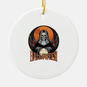 Halloween Gothic Skelett Wahrsager Vektor Kunst Keramik Ornament