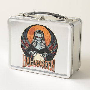 Halloween Gothic Skelett Wahrsager Vektor Kunst Metall Brotdose