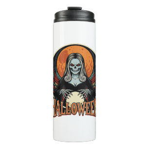 Halloween Gothic Skelett Wahrsager Vektor Kunst Thermosbecher