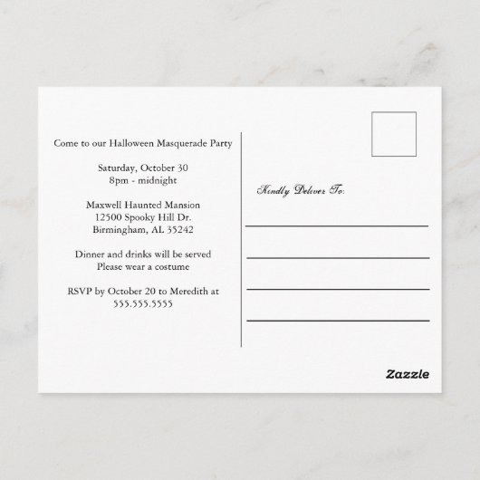 Halloween Gothic Skull Black Red Party Einladung Postkarte (Rückseite)