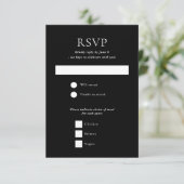 Halloween Gothic Skull Floral Black Wedding RSVP Karte (Stehend Vorderseite)