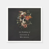 Halloween Gothic Skull Floral Wedding Serviette (Vorderseite)