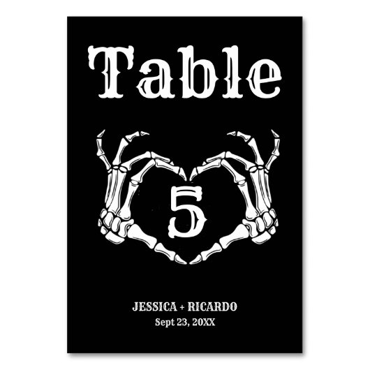 Halloween Gothic Skull Herz Hand Hochzeit Tischnummer (Rückseite)