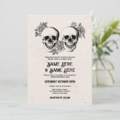 Halloween Gothic Skull Vintage Einladung (Stehend Vorderseite)