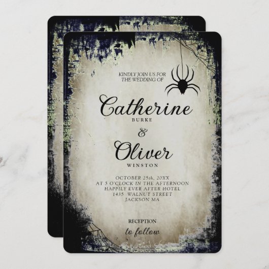 Halloween Gothic Spike Web Frame Einladung (Vorne/Hinten)