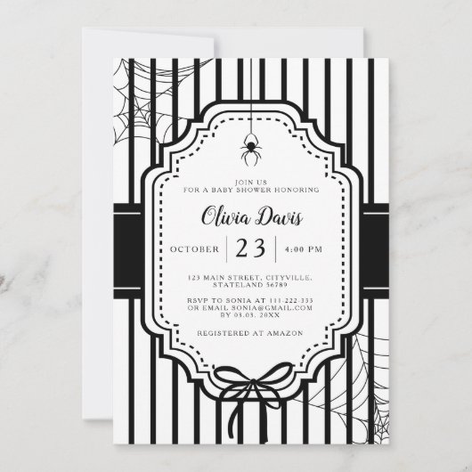 Halloween Gothic Spooky Babydusche Einladung (Vorderseite)