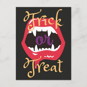 Halloween Gothic Spooky Vampire Trick oder Treat Postkarte
