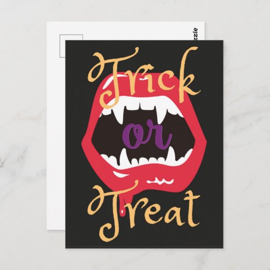 Halloween Gothic Spooky Vampire Trick oder Treat Postkarte (Vorne/Hinten)