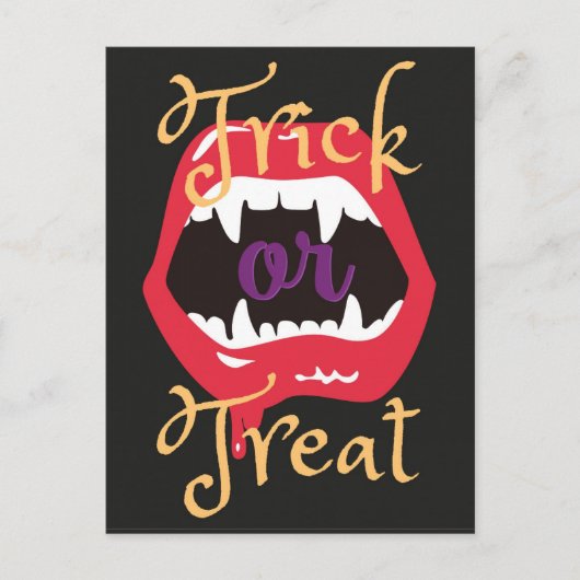 Halloween Gothic Spooky Vampire Trick oder Treat Postkarte (Vorderseite)