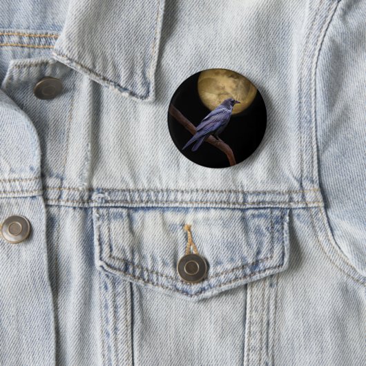 Halloween, Gothic Style Raven and Moon Button (Beispiel)