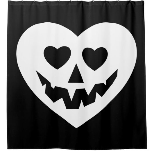 halloween gothic valentine creepine heart white duschvorhang (Vorderseite)