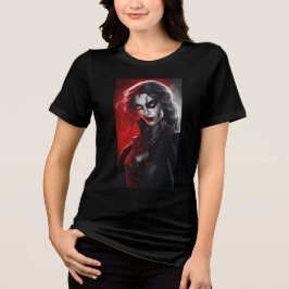 Halloween Gothic Vampire Comic Art Girls Tri-Blend Shirt
