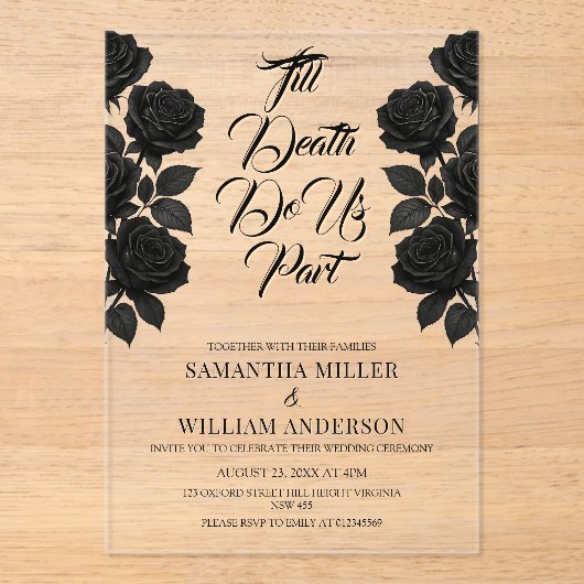 Halloween Gothic Wedding Acryleinladungen (Vorderseite)