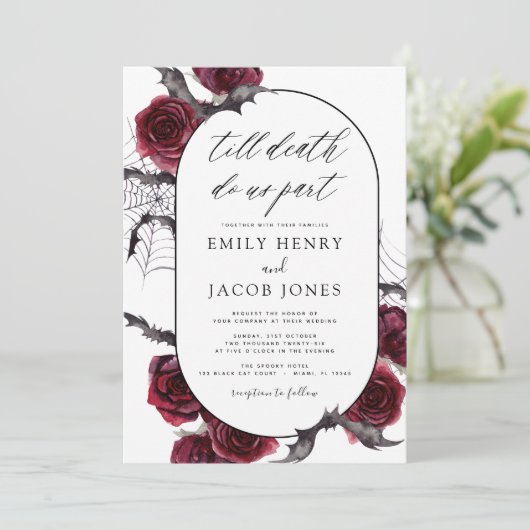 Halloween Gothic Wedding Einladung (Stehend Vorderseite)