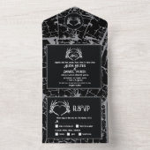 Halloween Gothic Wedding Skeleton Herz Hände All In One Einladung (Innen Boden)