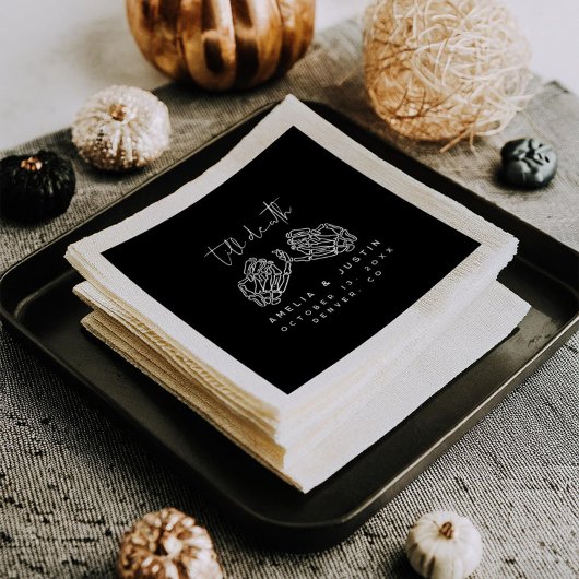 Halloween Gothic Wedding Skeleton Herz Hände Serviette