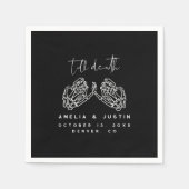 Halloween Gothic Wedding Skeleton Herz Hände Serviette (Vorderseite)