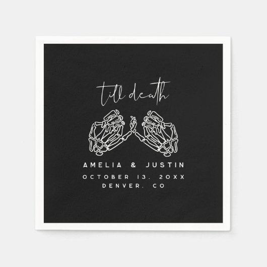 Halloween Gothic Wedding Skeleton Herz Hände Serviette (Vorderseite)