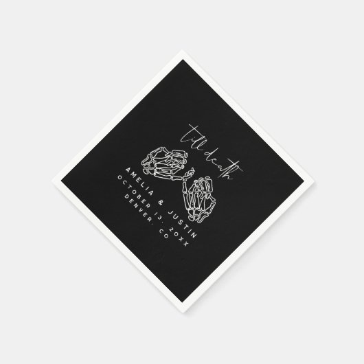 Halloween Gothic Wedding Skeleton Herz Hände Serviette (Ecke)