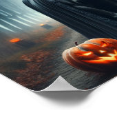 Halloween Gothisches Pferd im unheimlichen Dunkelw Poster (Ecke)