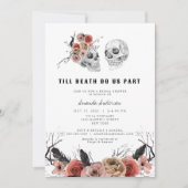 Halloween Gothrosa Blumenschädel-Brautparty Einladung (Vorderseite)
