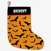Halloween Gotische Fledermäuse Orange und Schwarz Kleiner Weihnachtsstrumpf (Vorderseite)