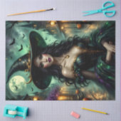 Halloween Gotische Hexe mit Fledermäusen und Kürbi Seidenpapier (Basteln)