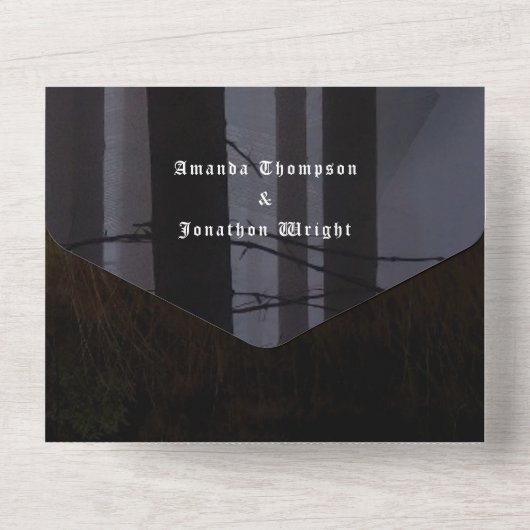 Halloween Gotische Hochzeit in einer Einladung (Rückseite)