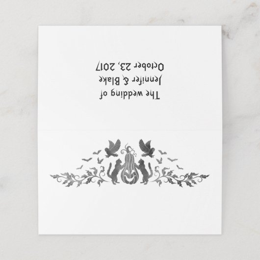 Halloween-Gotische Hochzeitsszendenz-Platzkarte Platzkarte (Außenseite Aufgefaltet)