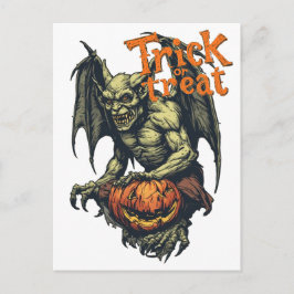 Halloween-Gotischer Wasserspeier auf einem Feiertagspostkarte