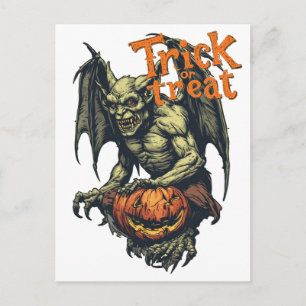 Halloween-Gotischer Wasserspeier auf einem Feiertagspostkarte