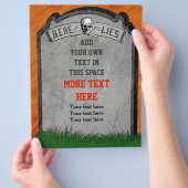 Halloween Grabstein Grab Schädel Kreuzknochen Flyer (Hand)