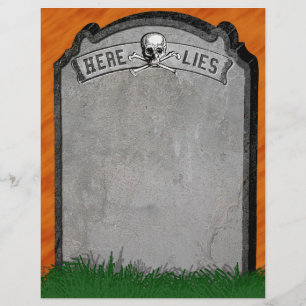 Halloween Grabstein Grave Skull Crossbones Paper