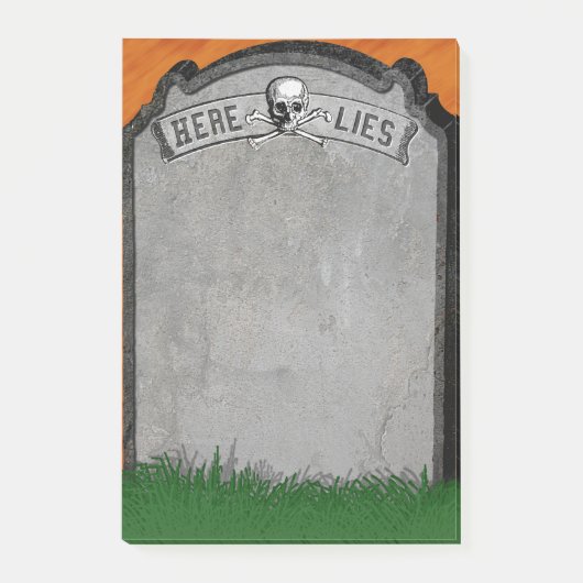 Halloween Grabstein Grave Skull Crossbones Post-it Klebezettel (Vorderseite)