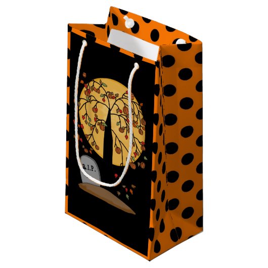 Halloween Grabstein Holiday kleine Geschenktasche Geschenktüte (Vorderseite Schrägansicht)