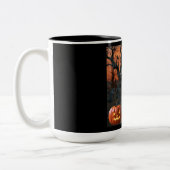 Halloween Grabstein Spaß "Cy Yonara" Zweifarbige Tasse (Links)
