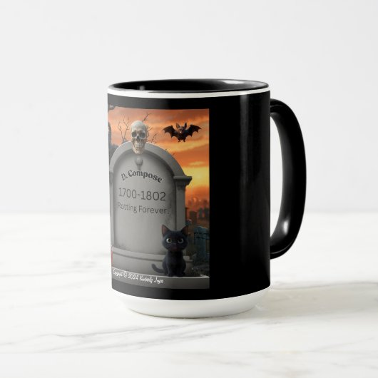 Halloween Grabstein Spaß "D Compose" Tasse (VorderseiteRechts)